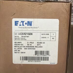 Eaton CSR2150N 150 Amp 2-Pole Circuit Breaker 120/240V Type CSR Plug-On